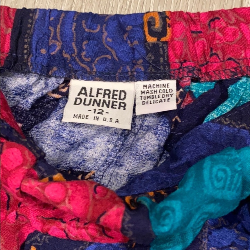 Vintage Alfred Dunner Patchwork Mosaic Midi Skirt A Line Flowy Boho Size 12 - Picture 5 of 5